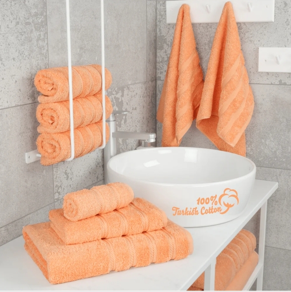 American Soft Linen 6 Piece Towel Set in Malibu Peach - Picture 2 of 10